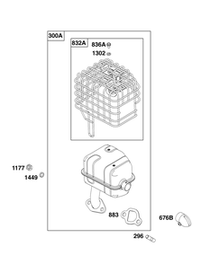 Exhaust Group Diagram and Parts List for 10R232-0019-H5 100000 - 19Z999 Briggs and Stratton Engine
